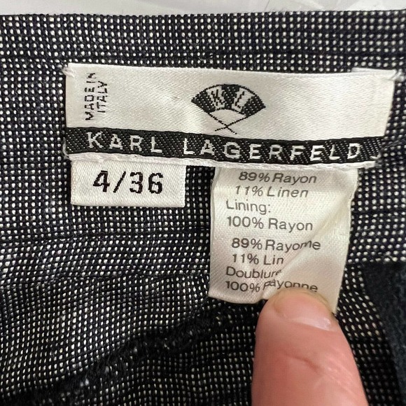 Karl Lagerfeld Italy Vtg Straight Skirt EU 36 US 4 Linen blend Structured Gray - Picture 4 of 4